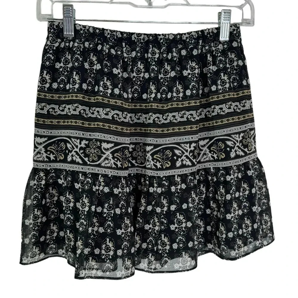Madewell Artisan Floral Mini Skirt Black Print Size XS - Picture 8 of 10